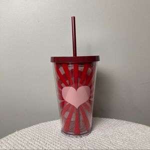 Starbucks Heart Stripe Plastic Tumbler Grande Size